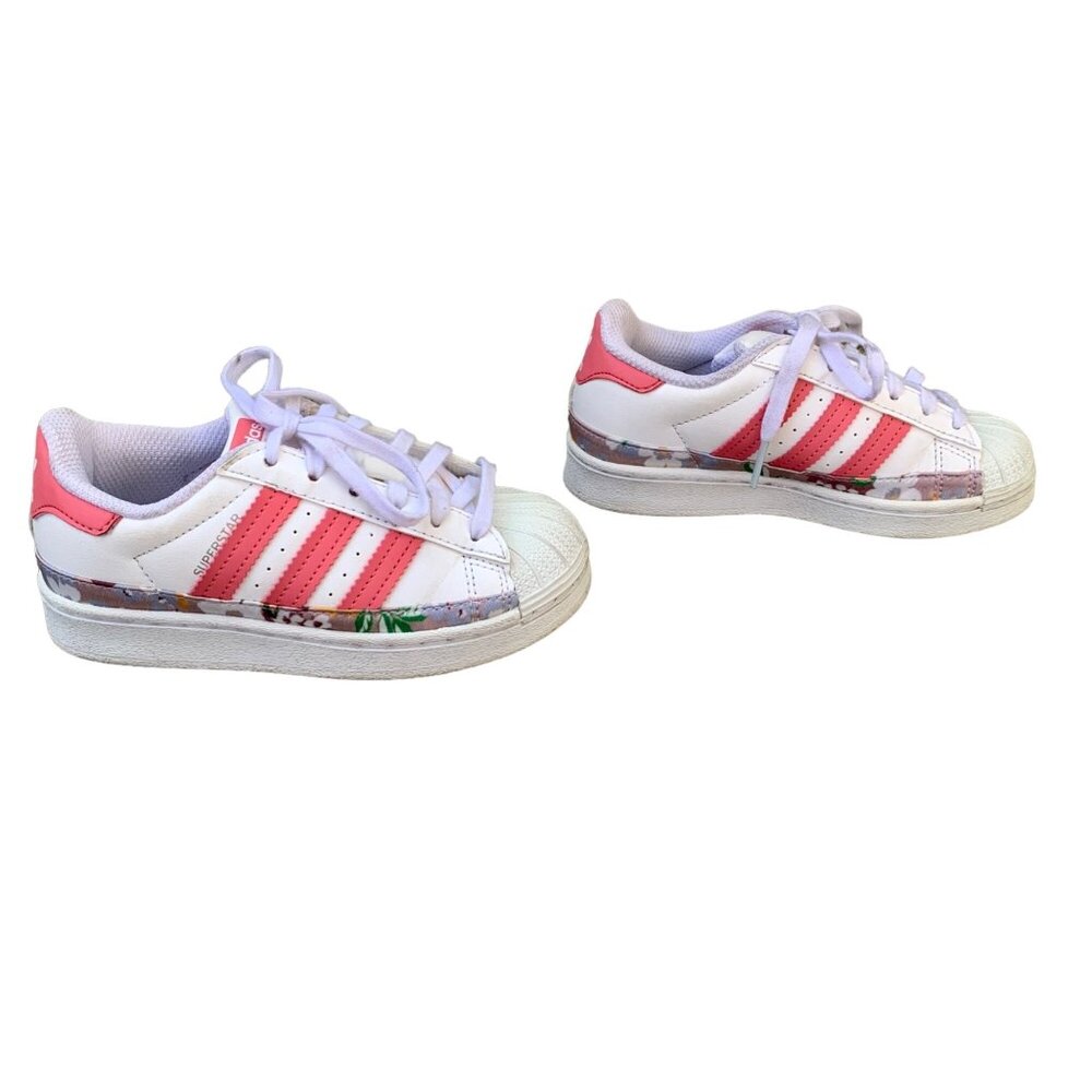 ADIDAS Pink Floral Superstar Sneakers Girls 11 Her Studio Toddler Running Shoes